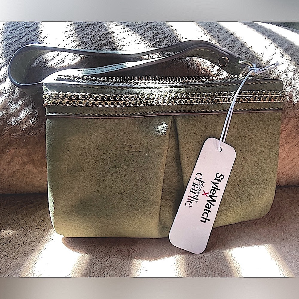 Wristlet Olive Green with Gold Accents — Charming Charlie - Picture 2 of 12